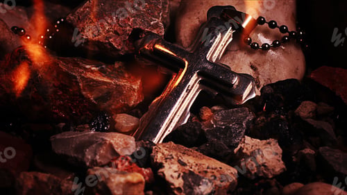 Preview: Christianity Symbol Cross in Fire