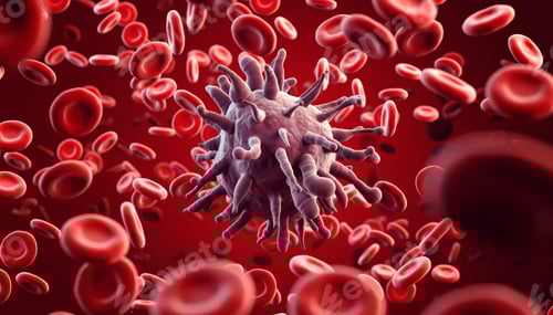 Preview: Floating Virus and Blood Cells on Red