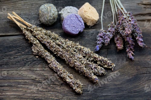 Preview: Lavender and Bath Bombs on Rustic Wood
