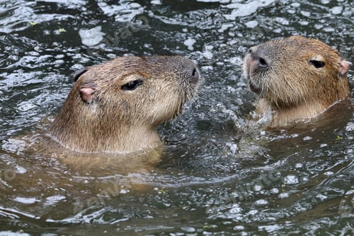 Preview: Capybaras playing in the water