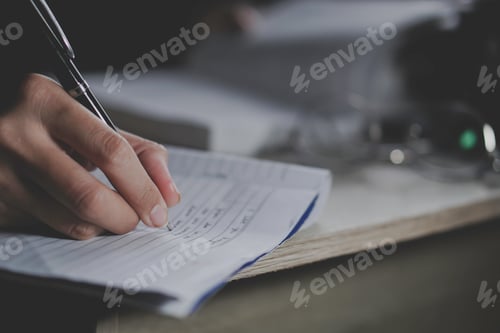 Preview: Closeup of girl writing on her journal