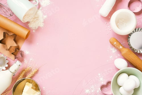 Preview: Baking Ingredients on the Pink Table