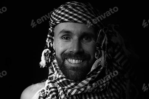 Preview: Portrait Of A Bearded Man Wearing A Hijab