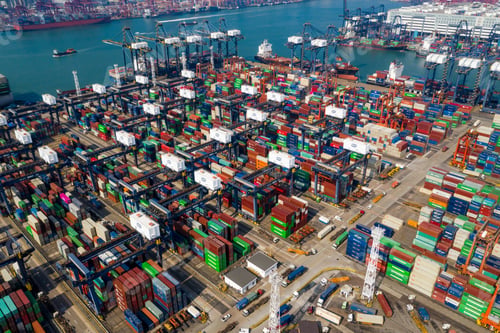 Preview: Kwai Tsing, Hong Kong 27 November 2019: Top view of Hong Kong cargo terminal port