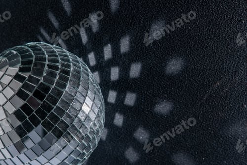 Preview: Mirror disco ball. Black background.