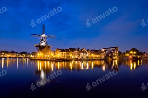 Preview: Harlem landmark windmill De Adriaan on Spaarne river. Harlem,