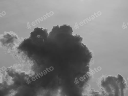 Preview: Black And White Image Of Developing Cumulus Clouds - Photograph Of Some Developing Cumulus Clouds.