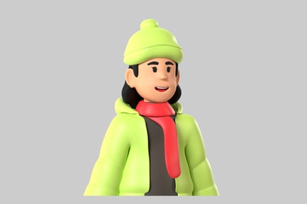 Preview: Cartoon character with beanie and scarf