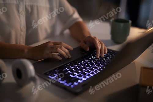 Preview: Businesswoman typing on laptop