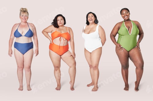 Preview: Women's swimwear collection plus size fashion mockup