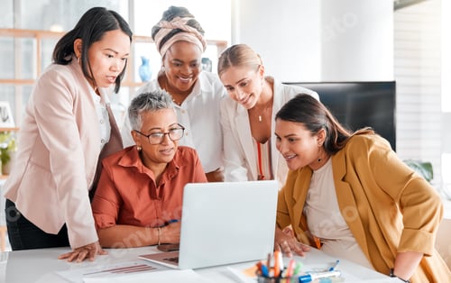 Preview: Collaboration, teamwork or reading email on laptop in business meeting for company growth, strategy