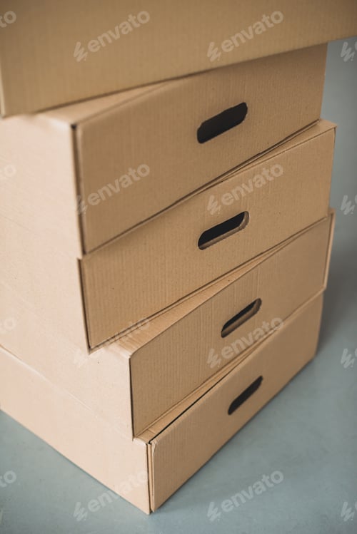 Preview: close up view of cardboard boxes in room