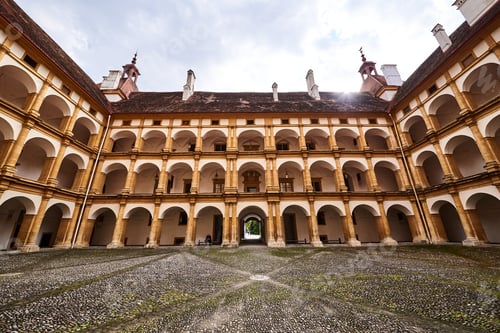 Preview: View at Eggenberg palace courtyard tourist spot, famous travel destination in Styria.