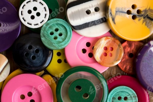 Preview: Sewing buttons background. Colorful sewing buttons texture