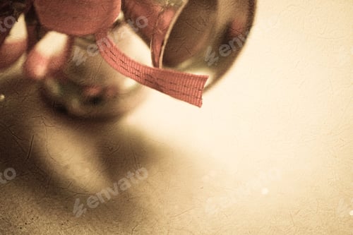 Preview: Bell Christmas Decorations On Mulberry Paper Texture For Background