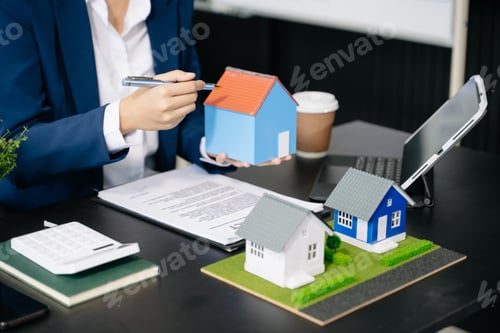 Preview: Real estate broker agent presenting and consult to customer to decision making sign insurance