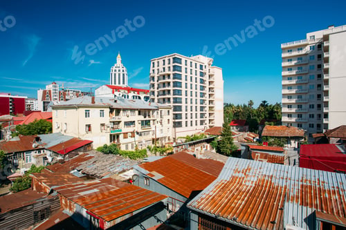 Preview: Modern Houses Rise Above The Old Rusty Roofs In Batumi, Adjara G