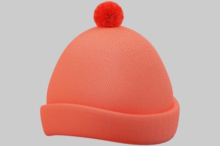 Preview: Orange knitted hat with pom-pom.