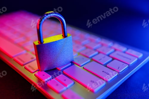 Preview: Security lock placed on keyboard showing importance of data protection and safety online