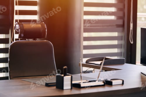 Preview: Business office workplace. Sunlight at work place for chief, boss or other employees