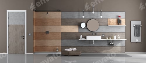 Preview: Modern bathroom with washbasin and shower