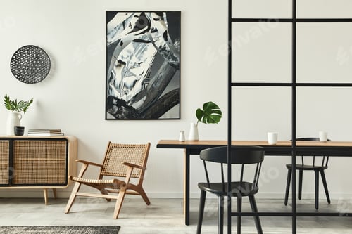 Preview: Stylish scandinavian living room interior of modern apartment