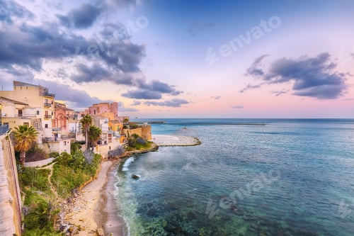 Preview: Astonishing evening cityscape of Castellammare del Golfo town.