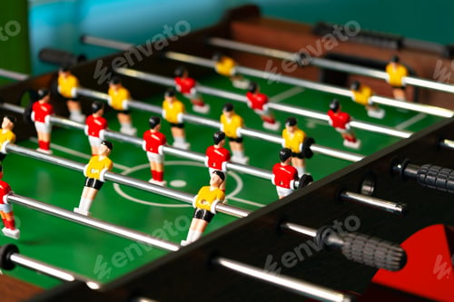 Preview: Close Up of a Foosball Table With Foosball Players