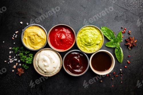 Preview: Set of different dip sauces