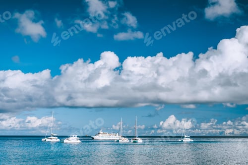Preview: Boats anchored in port of La Digue island, Seychelles