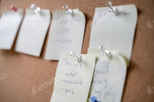 Preview: A lot of memos on pin board with pins