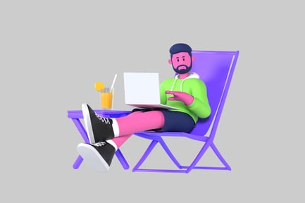 Preview: Cartoon Man Relaxing with Laptop