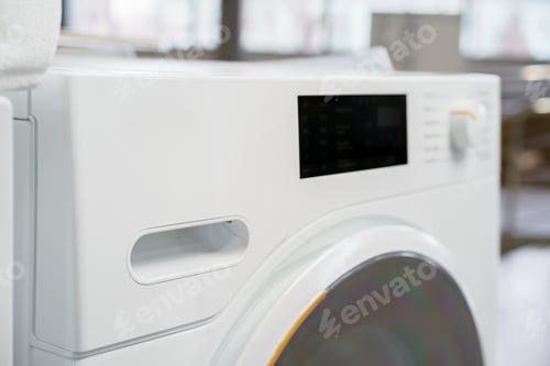 Preview: New washing machine in a home appliances store