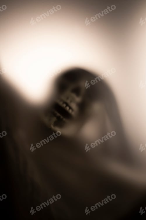 Preview: Shadow blur of horror skeleton. Halloween background.