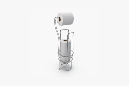 Preview: Metal wire toilet paper holder with paper towels and toilet tissue