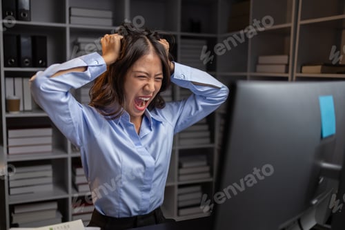 Preview: Company employees working overtime after work, working overtime after working hours due to heavy wor