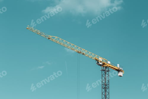 Preview: Amazing Bright Blue Clear Sky Above Construction Crane. Conception Of Development. Crane Without