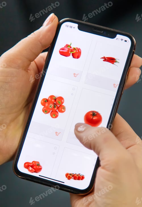 Preview: Online ordering of products in the online store. Selective focus.