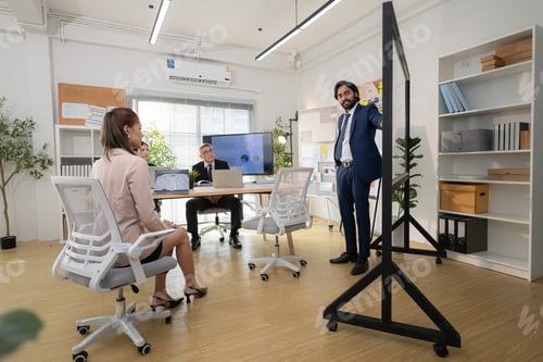 Preview: In a contemporary office, a group of senior executives with a mission to approve new projects