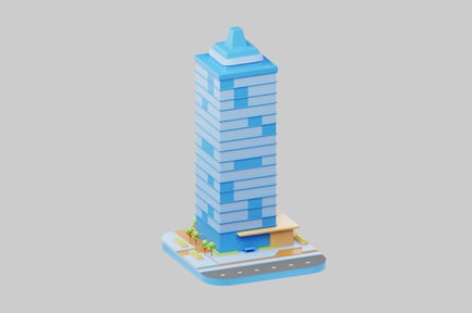 Preview: Cartoon blue building facade cityscape