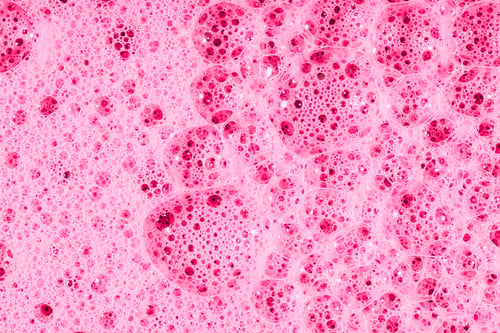 Preview: Soap Bubbles- Foam Color Background. Suds Top View- Liquid Shampoo. Soapsuds- Multicolor Stains Drip
