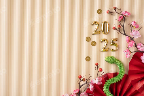 Preview: Celebrate the Chinese New Year 2025 with an elegant design featuring golden numbers