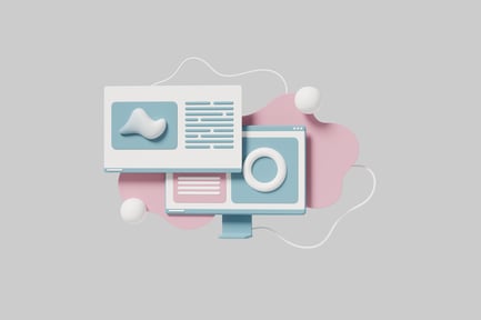 Preview: Abstract computer monitor with icons and graphics.