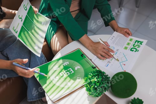Preview: Businesswomen analyzing esg environmental social governance reports