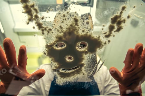 Preview: chemist in personal protective equipment working with drugs in laboratory, chemical lab