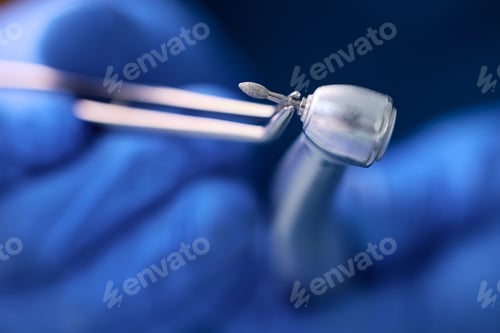 Preview: Close up of dental assistant preparing dental drill.