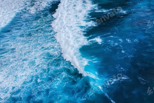 Preview: Waves as a background. Blue water background from top view. Sea and beach. Seacape from drone.