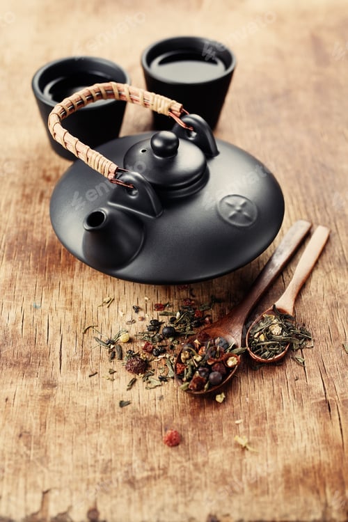 Preview: Asian Teapot and Two Cups