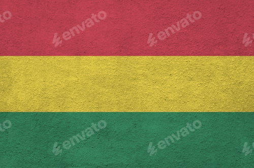 Preview: Bolivia flag depicted in bright paint colors on old relief plastering wall close up
