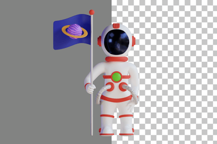 Preview: Astronaut Holding Flag 3D Illustration